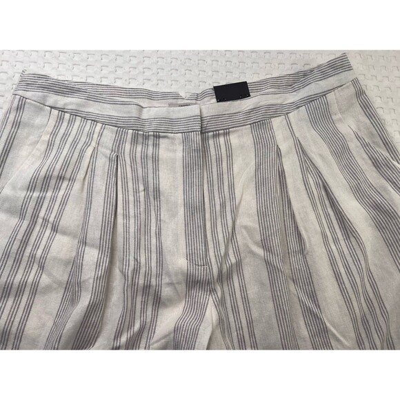 Worthington Women's Cropped Wide Leg Striped Pants Pleated Size 16P Linen Blend - Picture 9 of 13